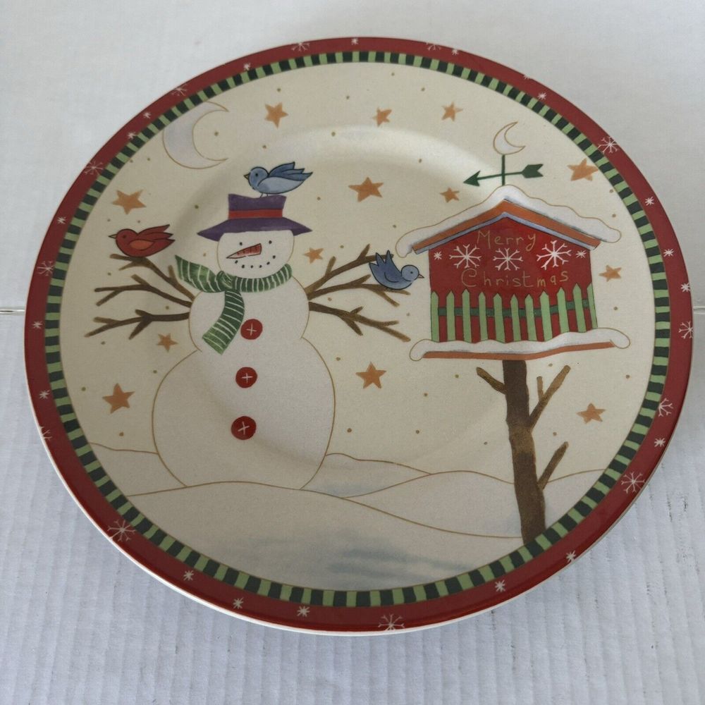 Thomas Merry Christmas Snowman Birdhouse 11" Dinner Plate